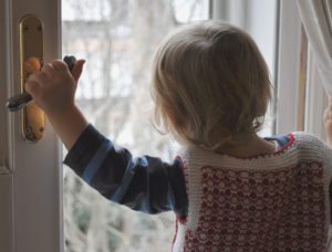 baby watching snow