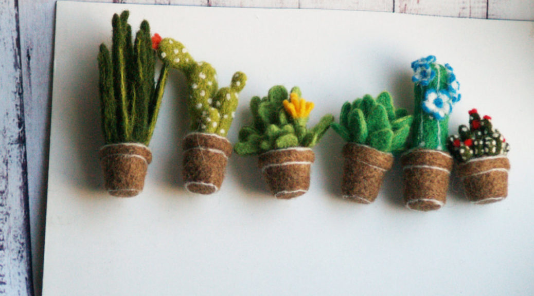 felted plant brooch pins