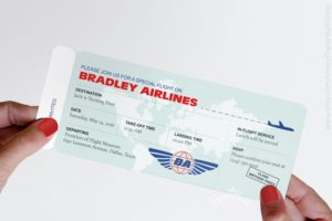 plane ticket card for a sweet sixteen gift