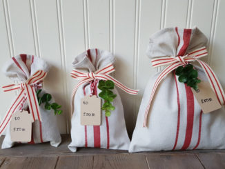 fabric bags used as gift wrap