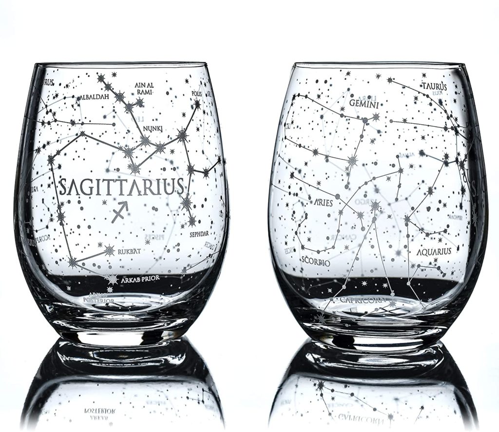 constellation wine glasses sagittarius gift