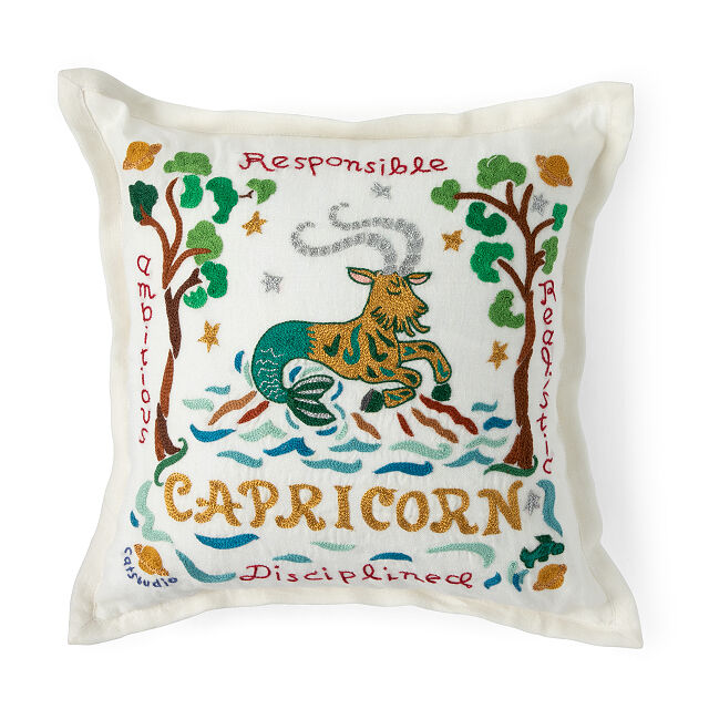 capricorn embroidered pillow