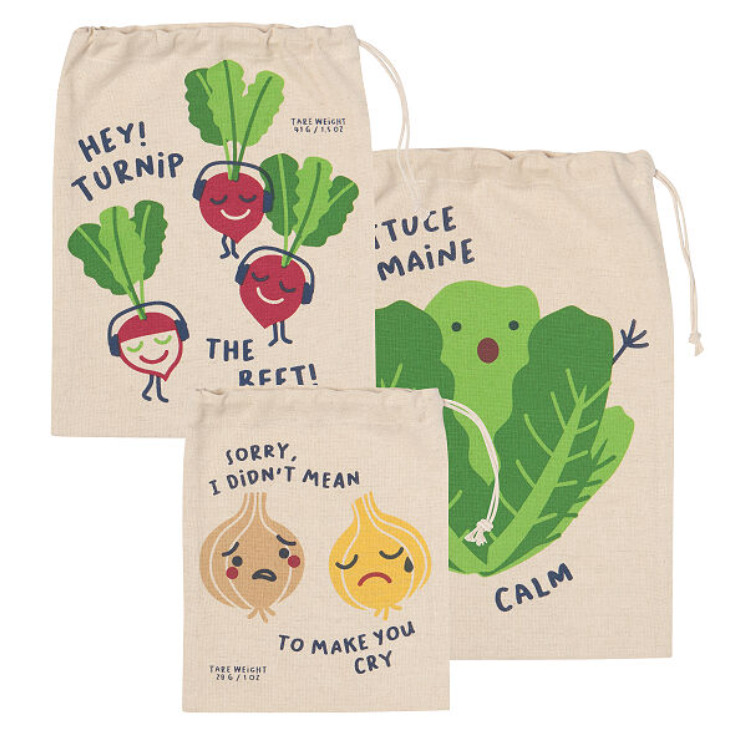 Funny eco-friendly vegetable bags