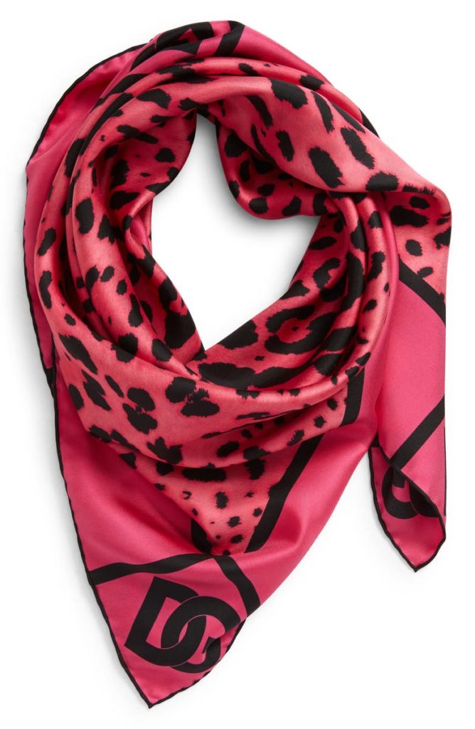 Dolce&Gabbana pink leopard silk scarf