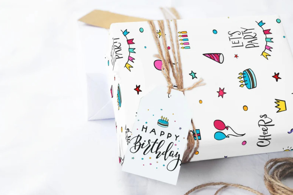 Happy Birthday gift and wrapping paper