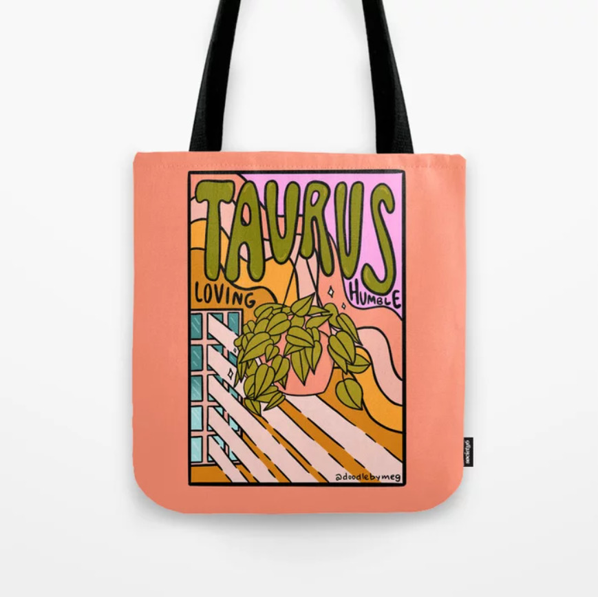 Taurus plant tote bag