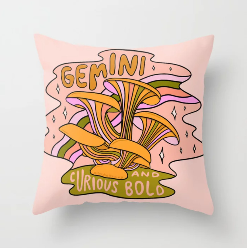 Gemini pillow with traits of curious and bold