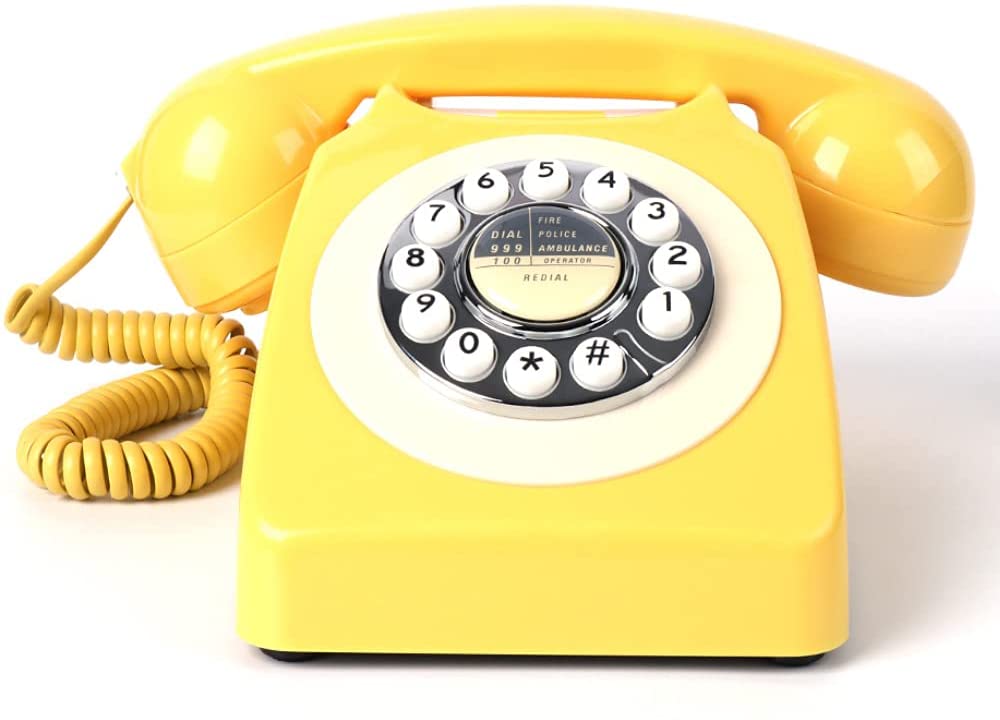 Vibrant yellow retro telephone for Gemini gift