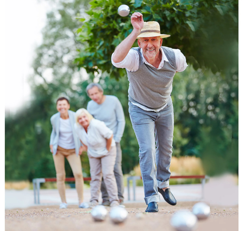 Adults playing bocce ball