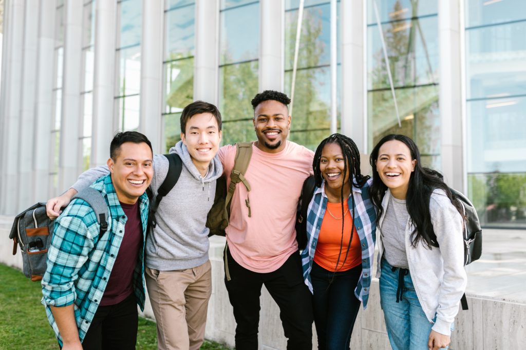 Group of college students on campus