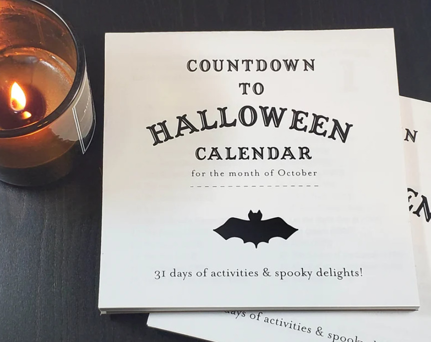 Countdown to Halloween calendar for daily activities as Halloween gift for kids
