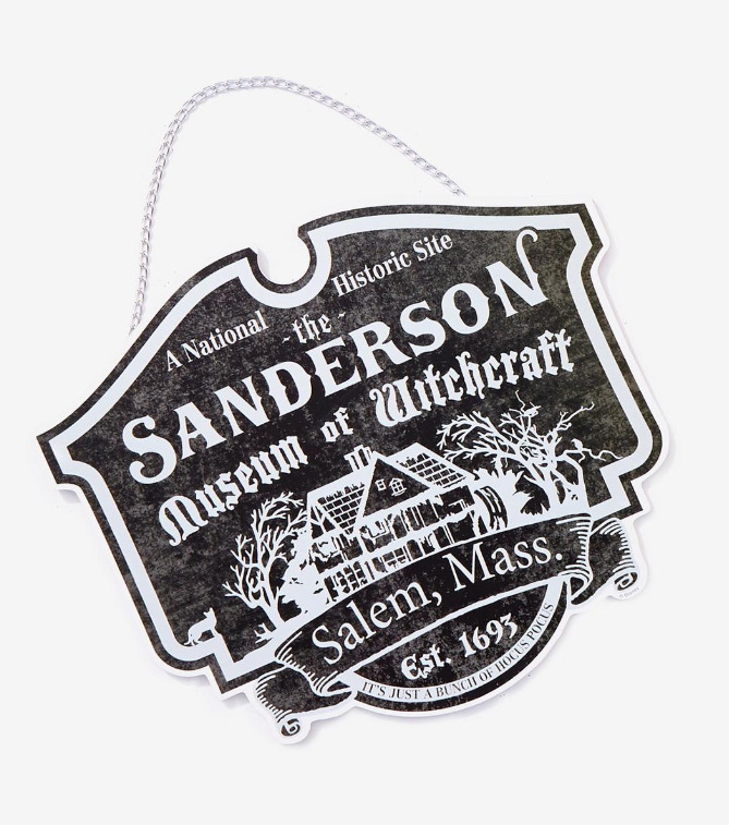 Sign that says Sanderson Museum of Witchcraft for Hocus Pocus Halloween gift