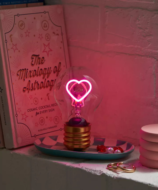 Image of light bulb that contains heart shaped filament for Valentine's Day Gift