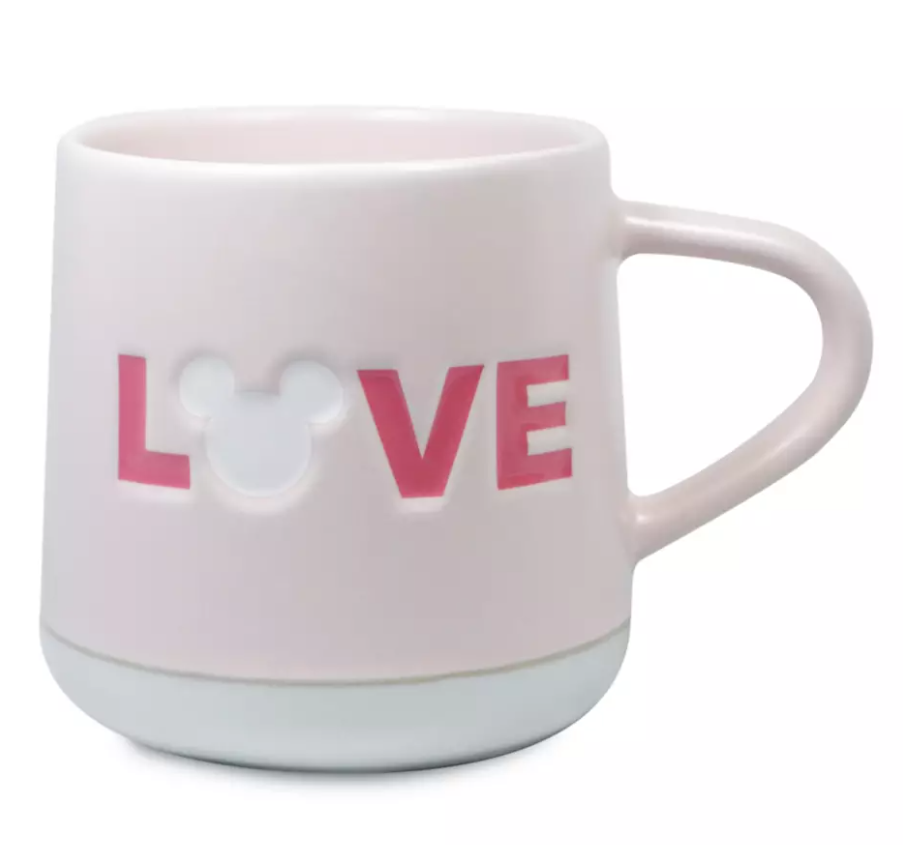 Coffee mug with the word love using Mickey Mouse ears
