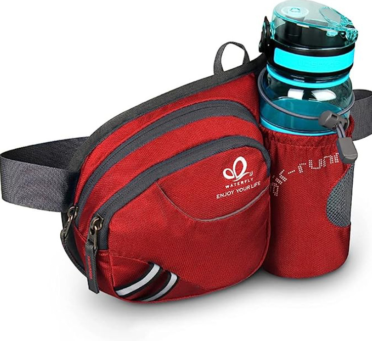Hiking bag with water bottle holder and waist band