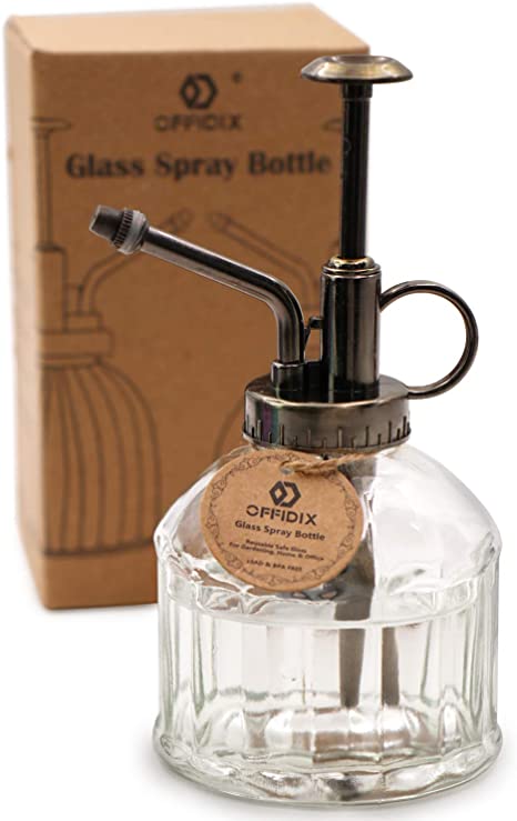 Glass spray bottle to use as plant mister