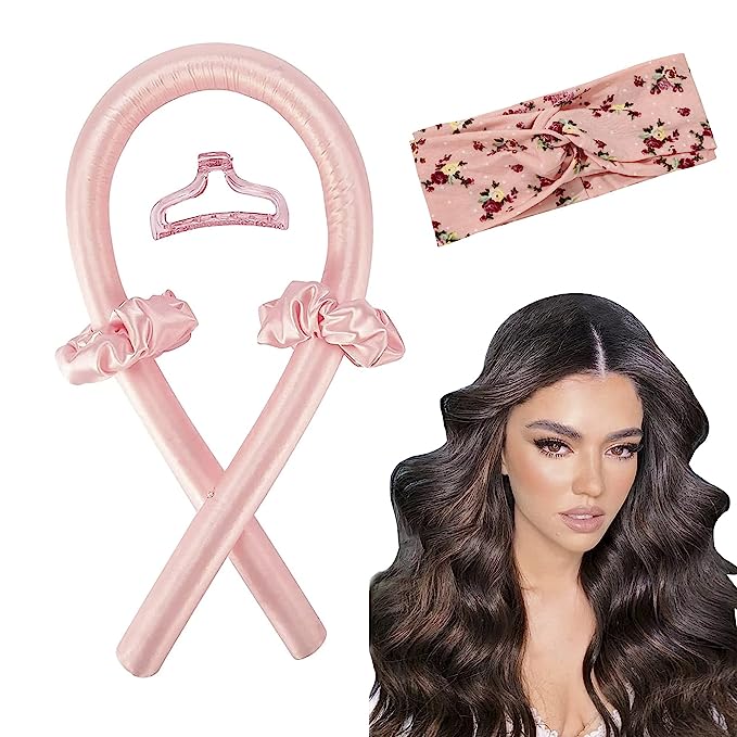Heatless hair curler with headband and hair clip that is a trending TikTok gift