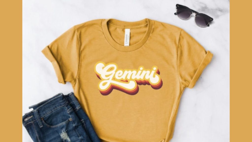 Retro Gemini t-shirt with jeans and sunglasses
