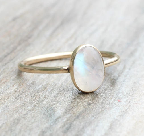 Rainbow Moonstone birthstone ring for Gemini gift