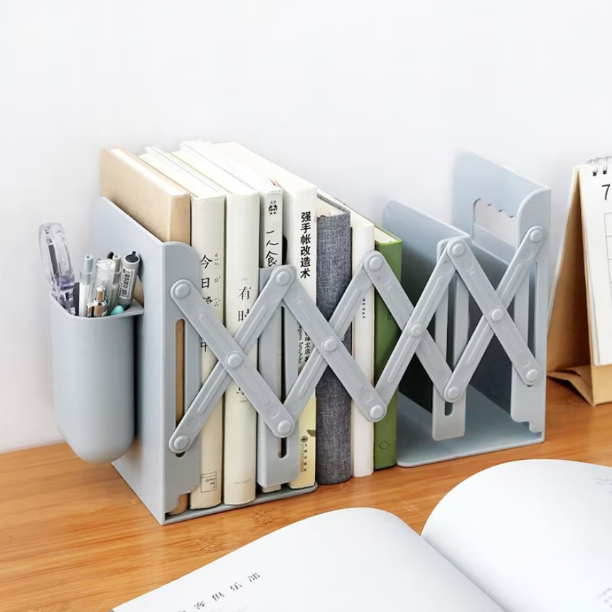 Expandable bookshelf for desktop organization
