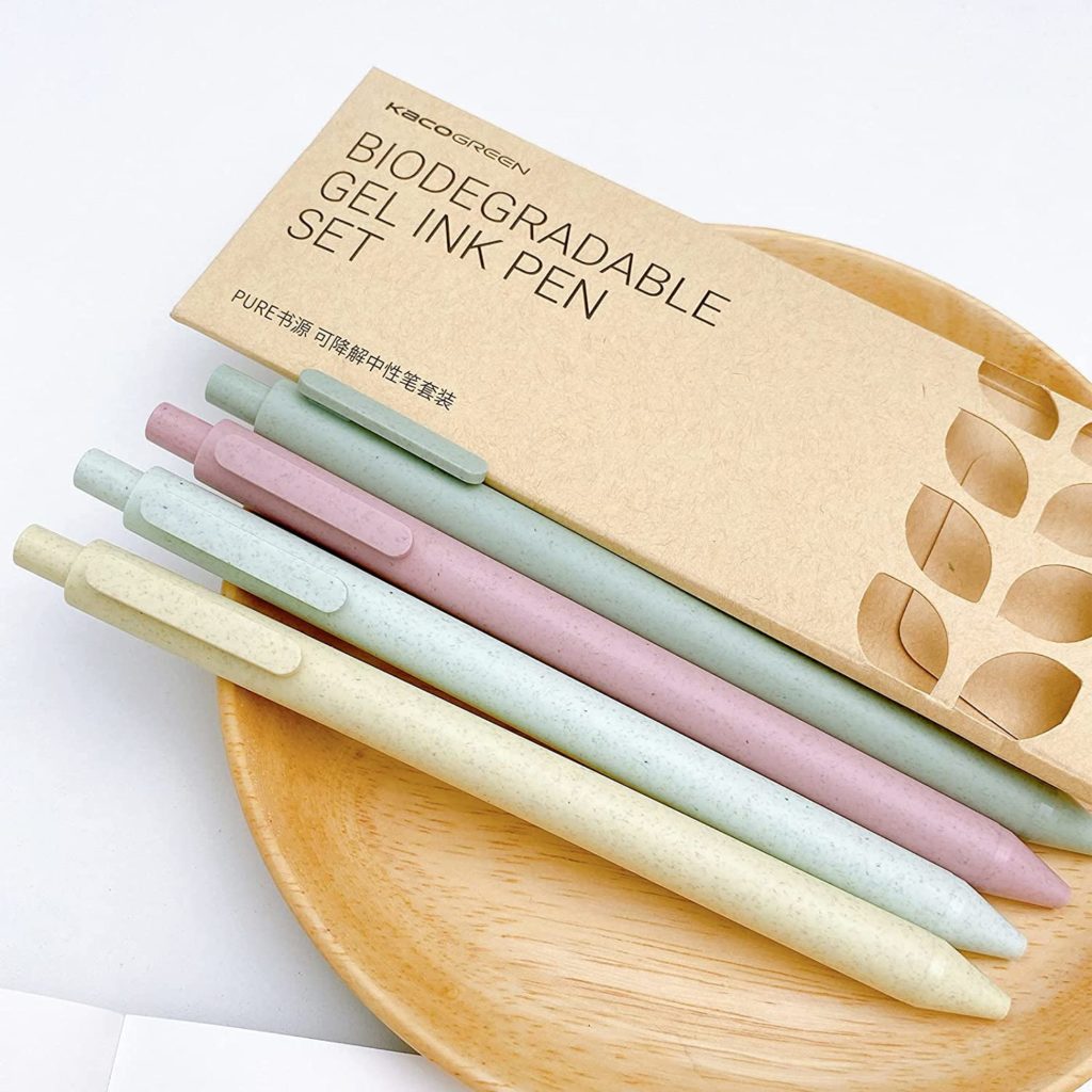 Biodegradable gel ink pen set in pastel colors