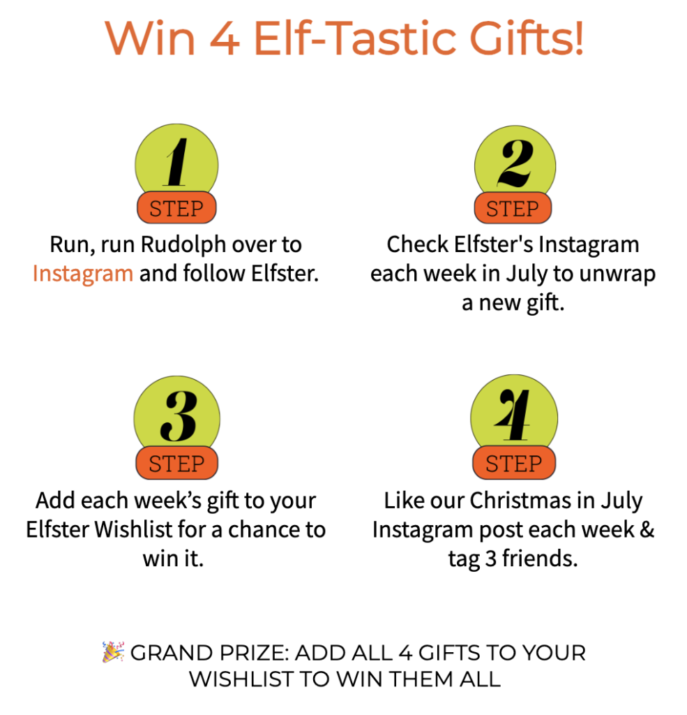 Steps to win Elfster's Christmas in July giveaway