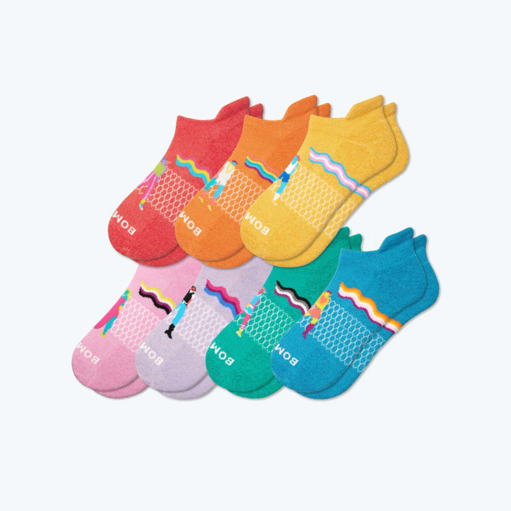 Pride Flag Ankle Socks in rainbow colors makes a great pride month gift