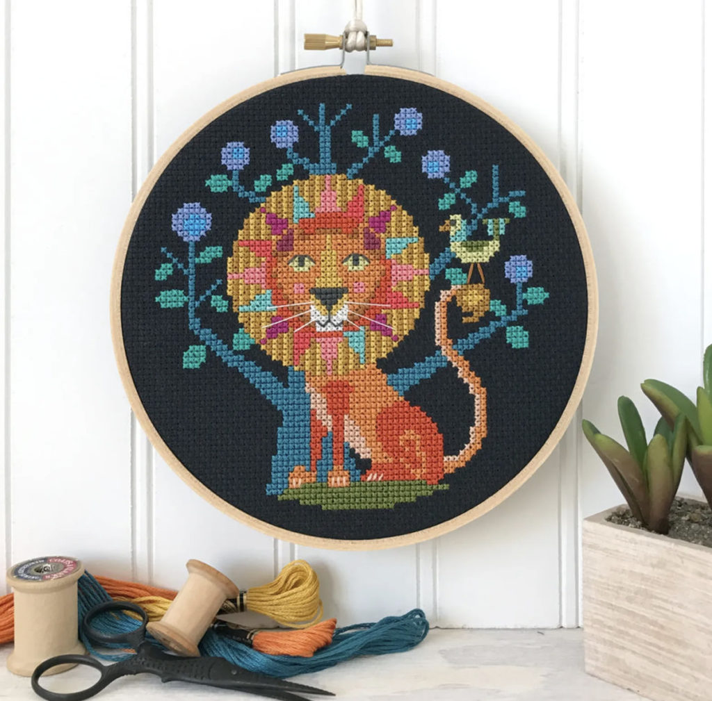 Leo zodiac cross stitch for the creative and artistic sign