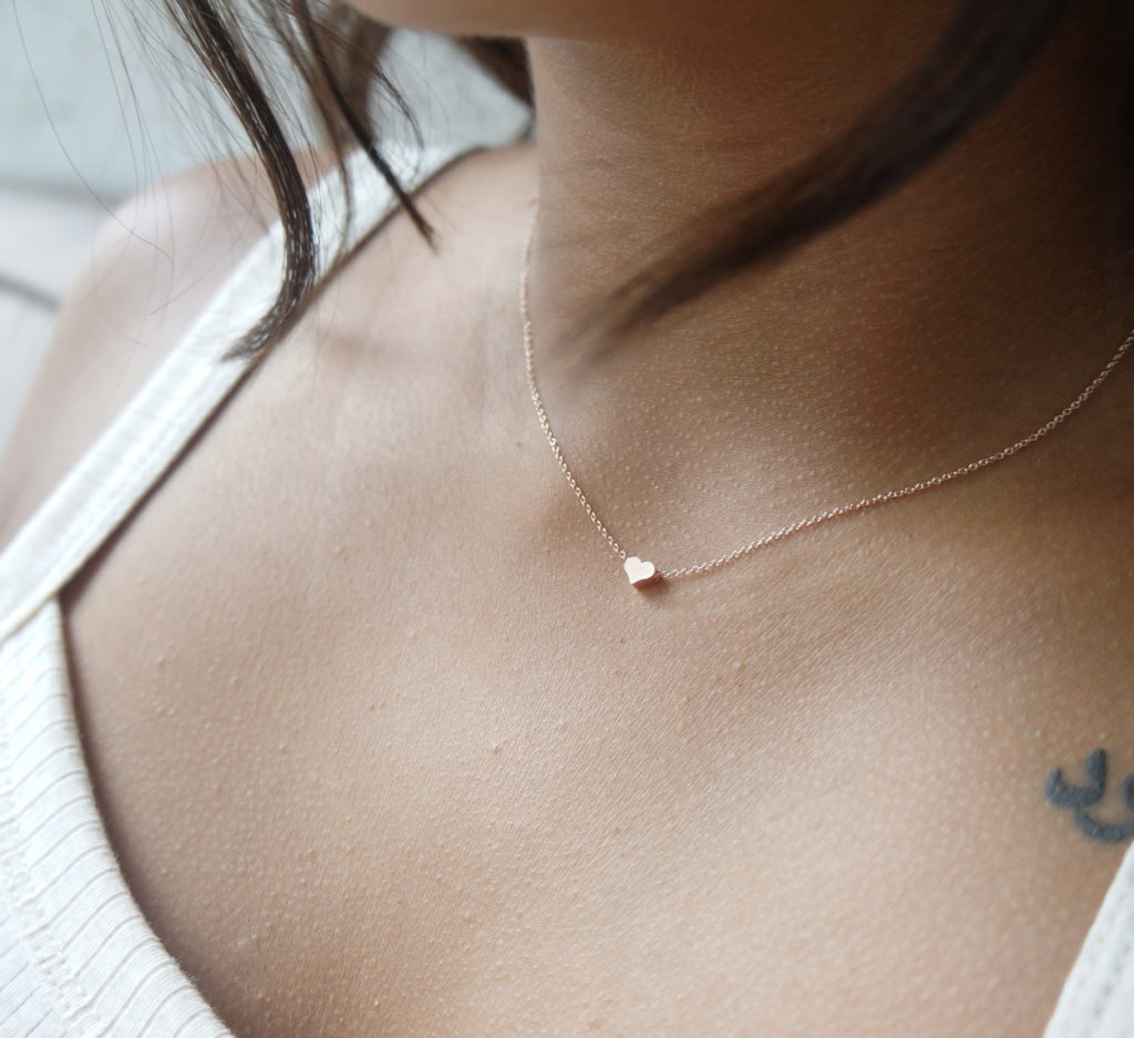 Dainty minimalist gold heart necklace for Leo zodiac gift