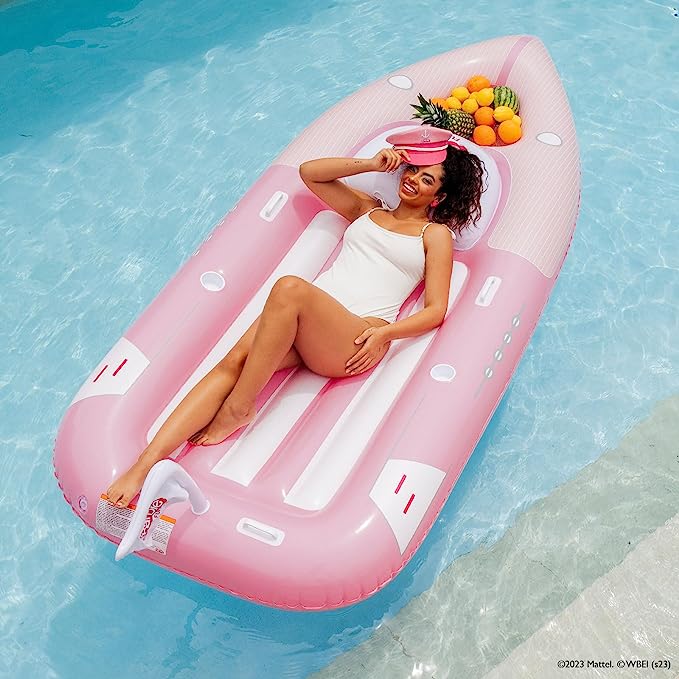 Barbie speed boat inflatable pool float for Barbie movie gift