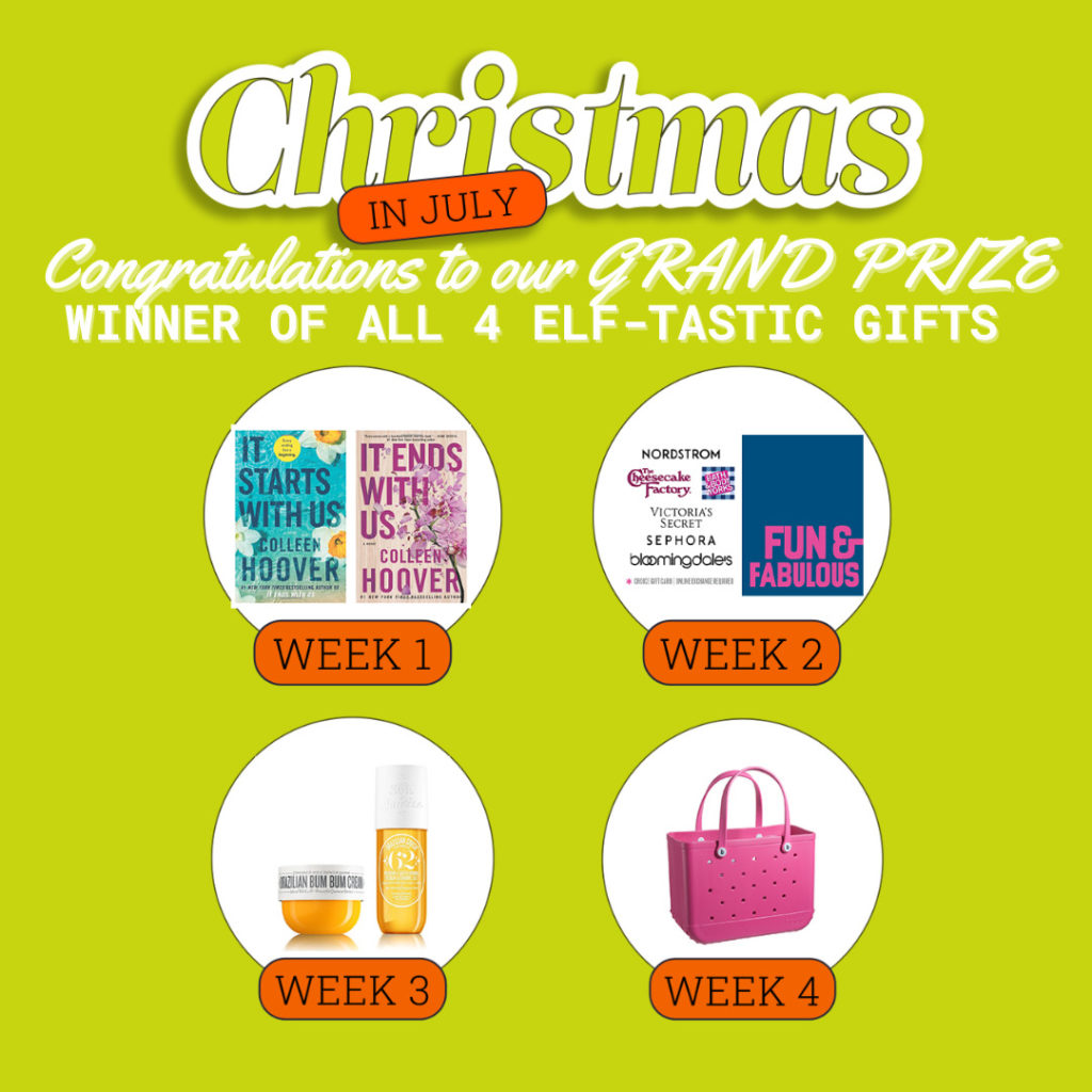 Christmas in July Grand Prize featuring all four gifts in the giveaway