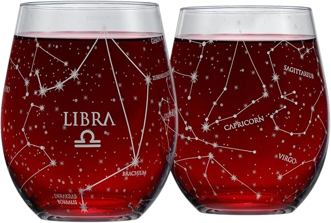 Libra constellation wine glass set