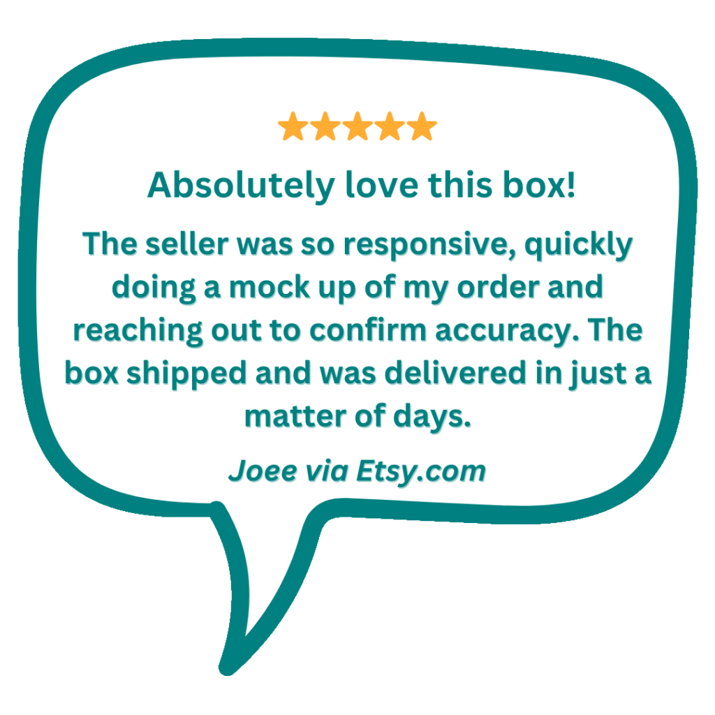 Five-star review for luxury Christmas box from Etsy seller