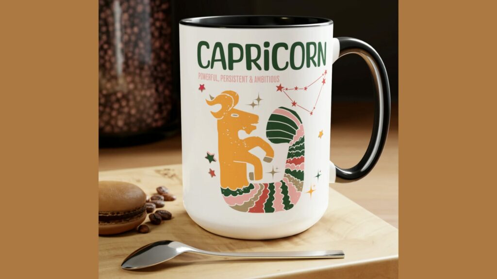 Zodiac mug showing off Capricorn personality traits