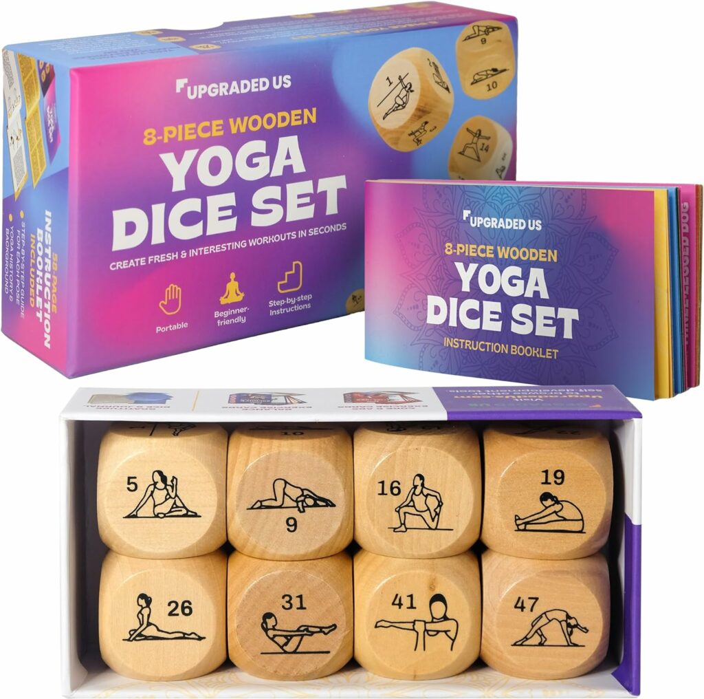 8-piece wooden yoga dice set