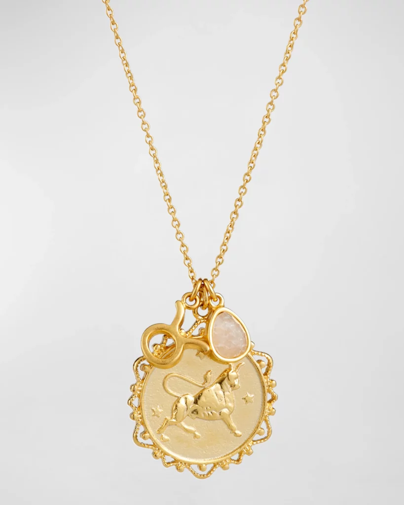 Taurus zodiac charm necklace with moonstone
