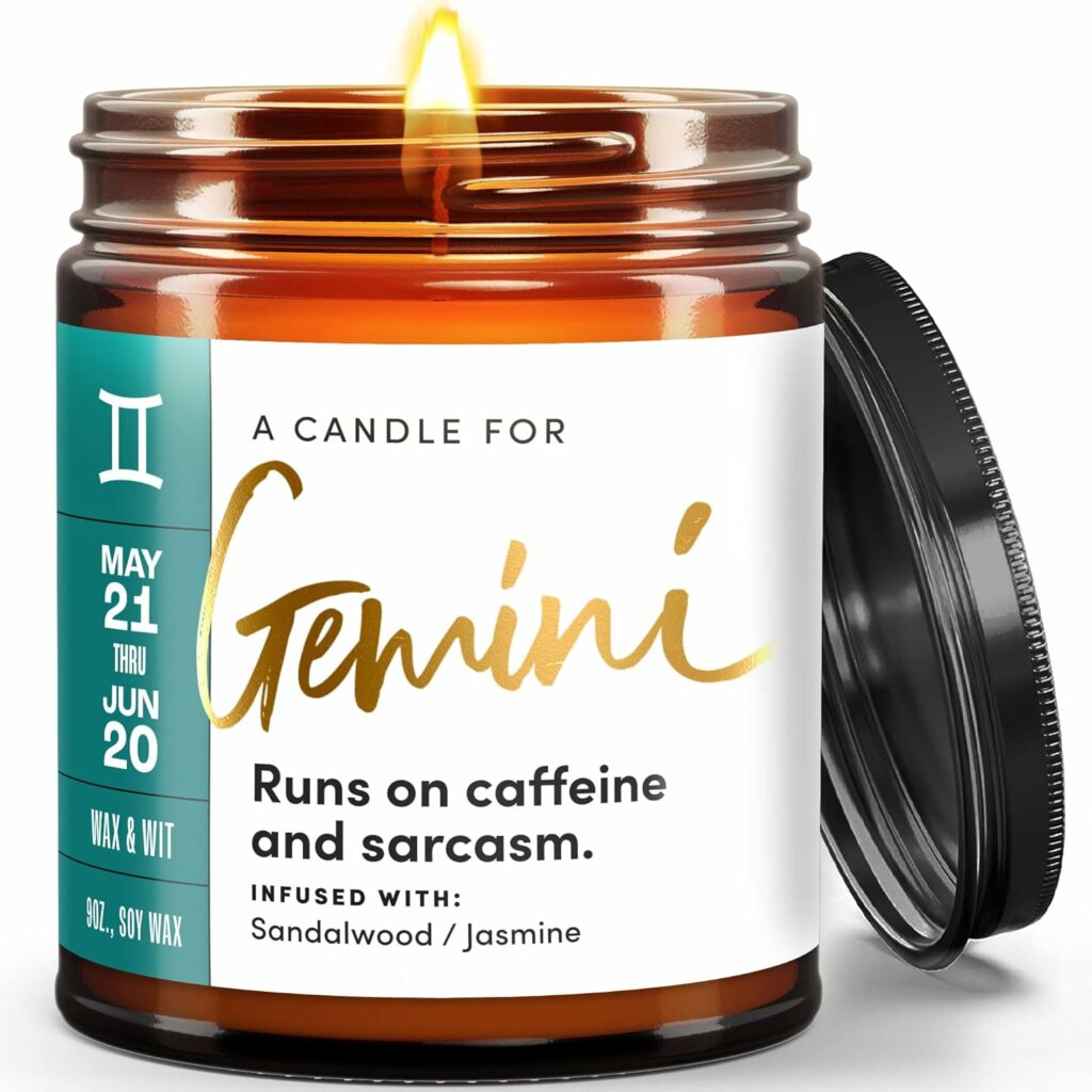 Funny zodiac trait candle for Gemini sign