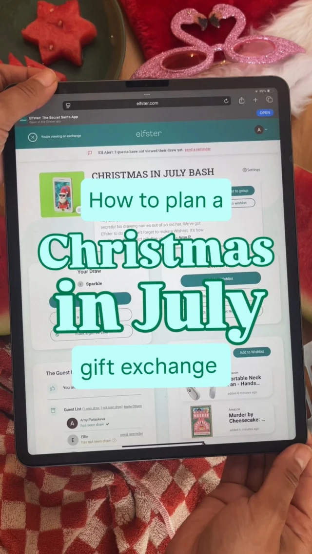 🎄☀️ Summer’s heating up, but we’re dreaming of snowflakes and Secret Santas! Ready to plan a Christmas in July Gift Exchange that sleighs? ✨

🎁 Tap the link in bio for easy steps to plan the perfect mid-year party—from invites to gift ideas and everything in between!

#ChristmasInJuly #GiftExchangeFun #elfster #summerparty #summerpartyideas #summergift #elfsterwishlist #giftguides #giftsforher❤️ #giftsforhim❤️ #summerfun #summer2025